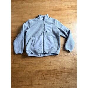 FIGS Jacket Mens L Light Gray On Shift Sherpa Fleece Scrub Coat Full Zip READ